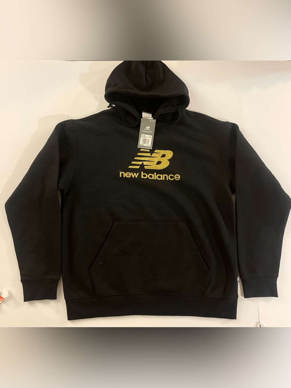 New Balance Men’s Black Crewneck Hoodie with Gold Logo